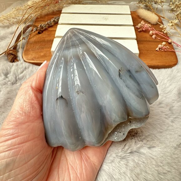 Agate Druzy Seashell Carving - Picture 7 of 7